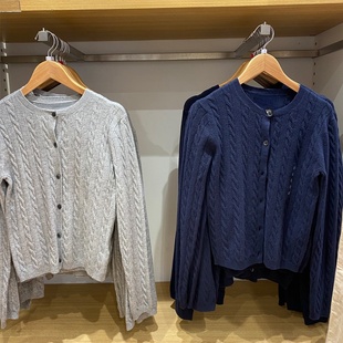 纽花圆领针织开衫 E471612 长袖 百搭空调衫 481477 外套休闲时尚 新款