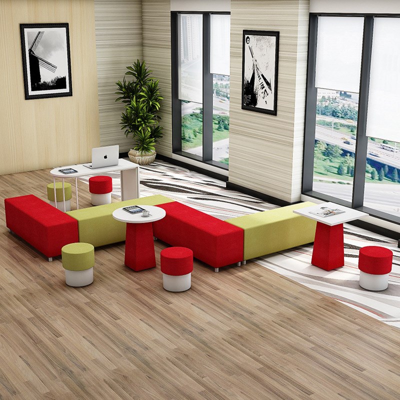 会客区接待区办公室简约创意布艺沙发图书馆酒店写字楼会客区沙发