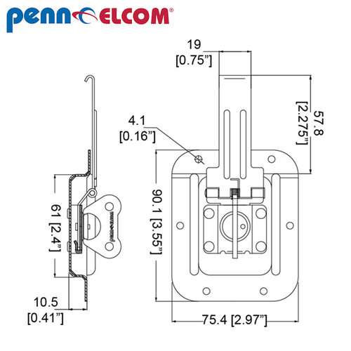 Penn Elcom 3000小型镶嵌式五金航空箱设备箱铁搭扣锁扣长舌挂锁