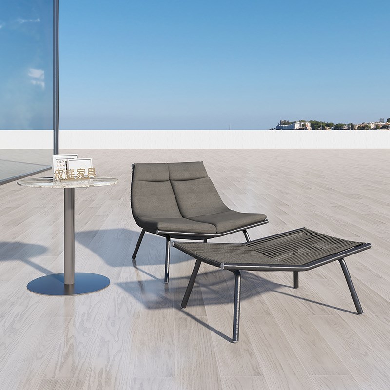 北欧户外庭院别墅阳台休闲藤椅子懒人躺椅沙发茶几绳编小户型家具