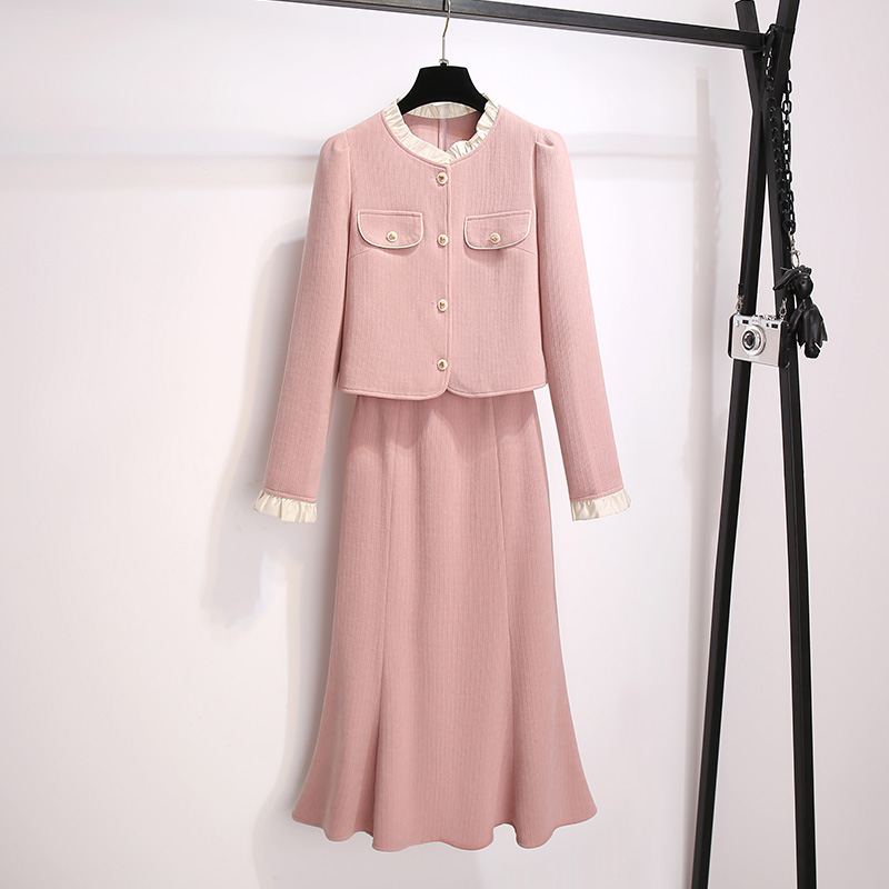 法式小香风外套半身鱼尾裙套装女