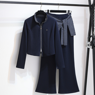 穿搭一整高级感两件套装 新款 子女2026春秋季 卫衣外套屁帘微喇叭裤