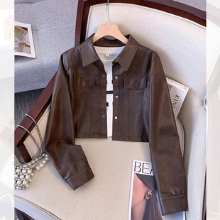 超火减龄短款正肩pu皮衣外套女2026春秋季新款又a又飒小个子夹克