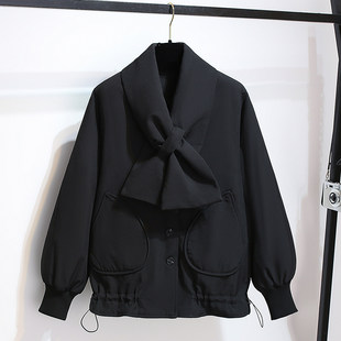 围巾厚外套 新款 巨好看 黑色抽绳收腰花苞下摆羽绒服女2025深冬季