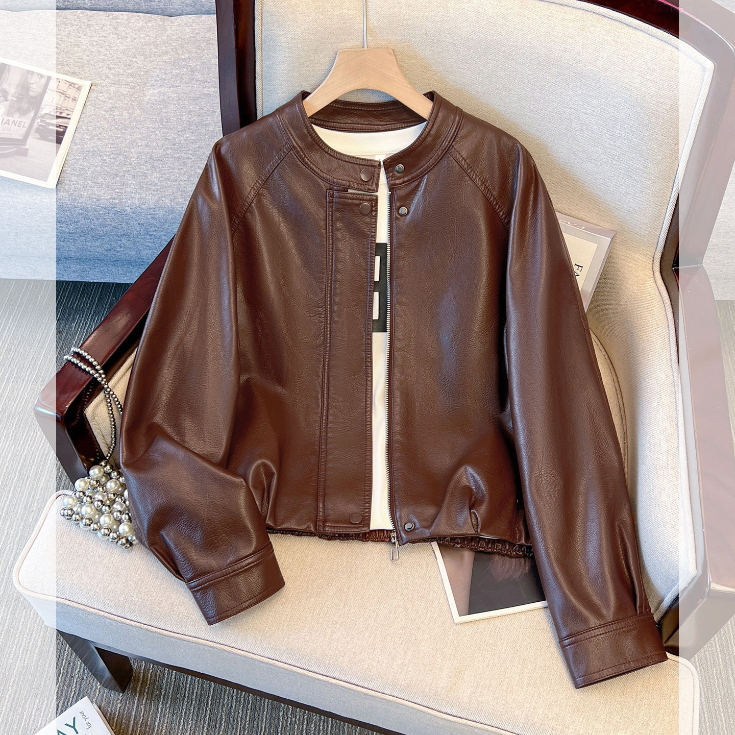 爆款pu皮衣棒球服外套女机车夹克图片