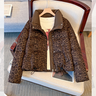 版型好看过冬加厚麂皮豹纹棉服外套女短款2025冬季新款小个子棉衣