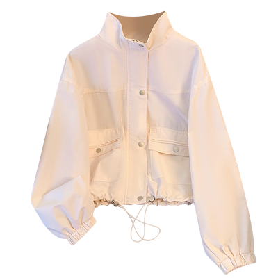 韩版宽松休闲立领外套女夹克上衣