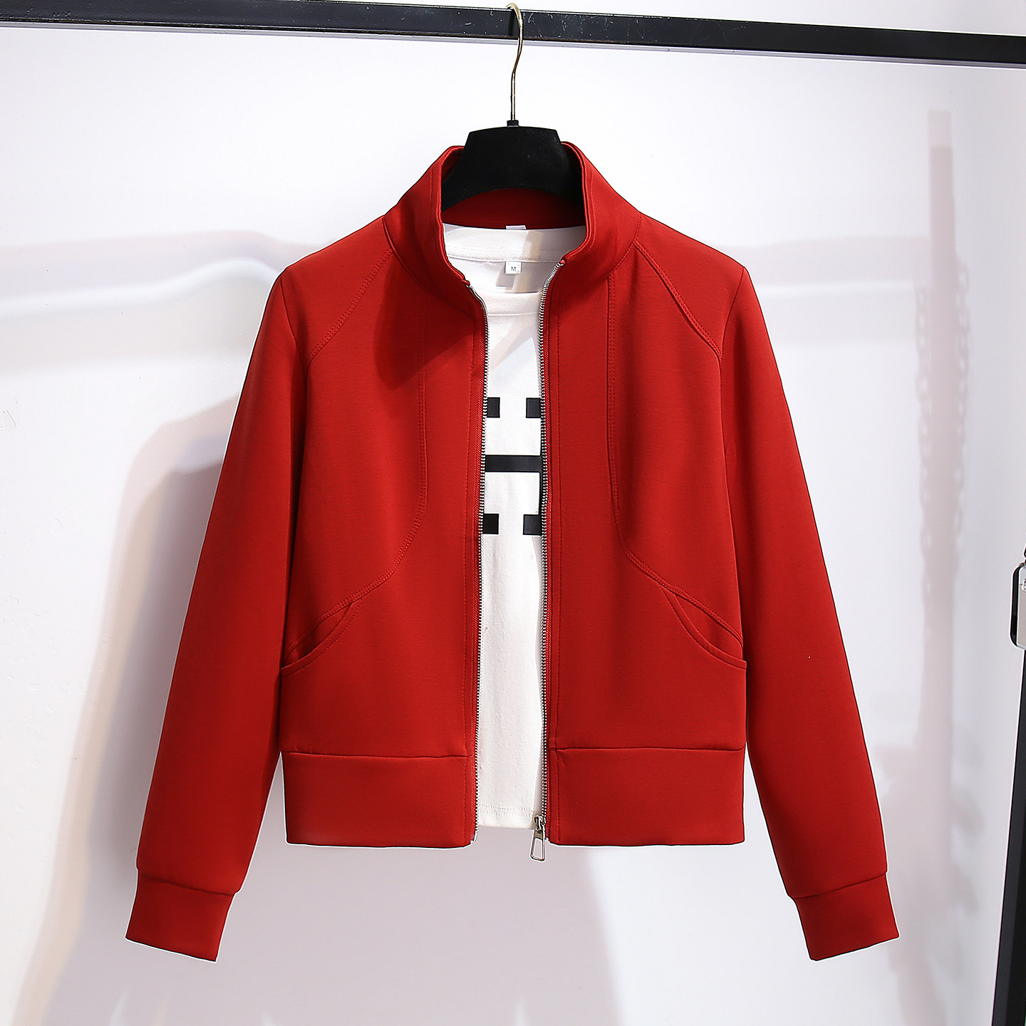 红色休闲运动卫衣开衫棒球服外套女2026春季新款正肩短夹克小个子,女装/女士精品,短外套,淘宝优惠券,粉丝福利购,淘宝优惠卷