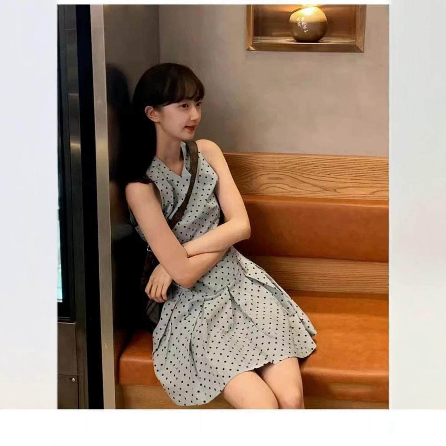 大码胖MM法式波点连衣裙夏装显瘦