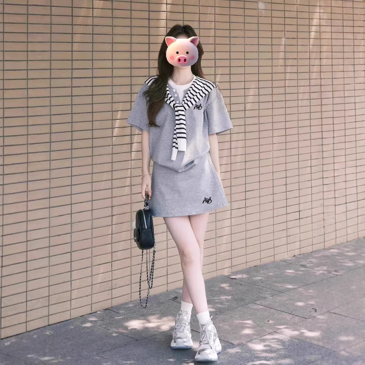 小个子超好看时尚感休闲运动套装女夏显瘦韩版时尚短袖短裙两件套