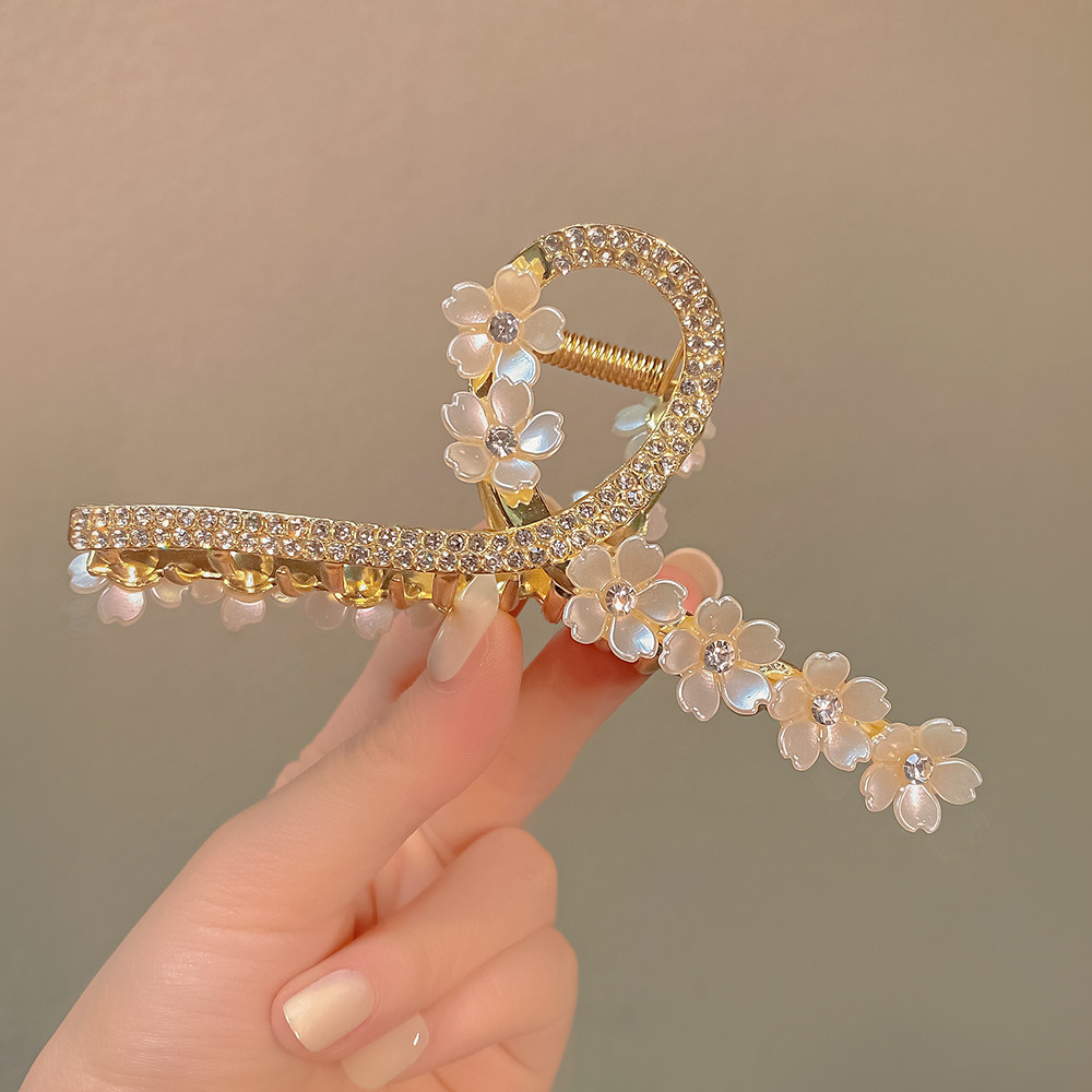 金色花朵抓夹金属日韩鲨鱼夹