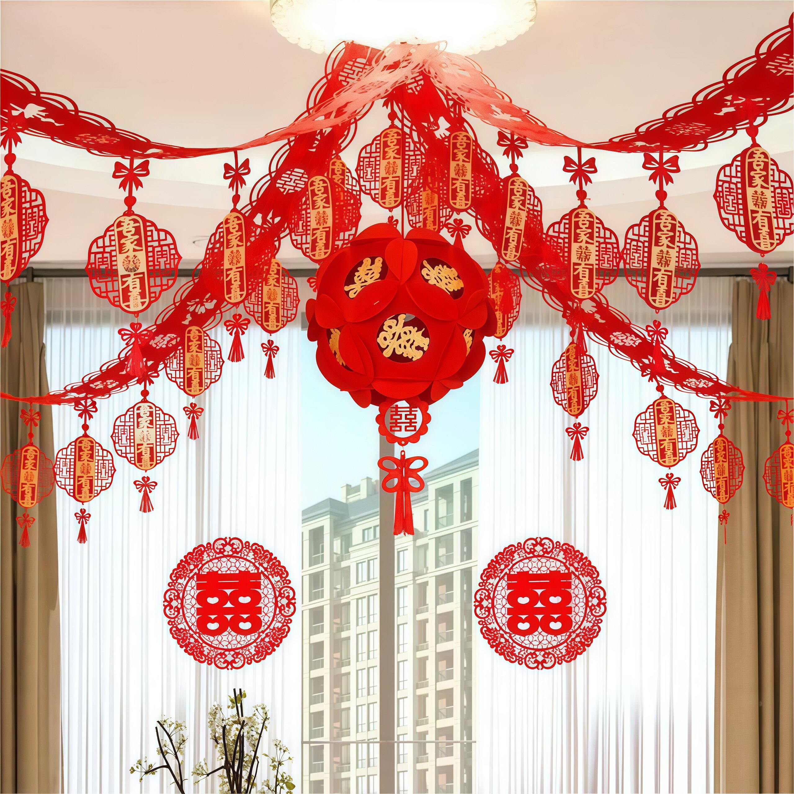 婚庆装饰拉花客厅卧室房顶