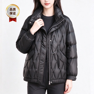 2026冬季新款时尚百搭立领短款羽绒服女加厚保暖白鹅绒橘色外套