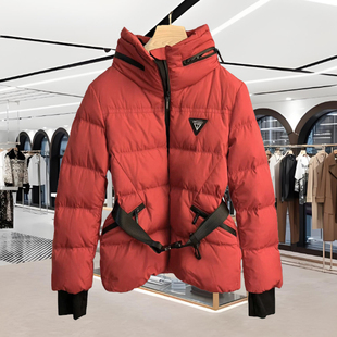 设计师买手店羽绒服红色短款收腰显瘦保暖鹅绒羽绒服时尚高端外套