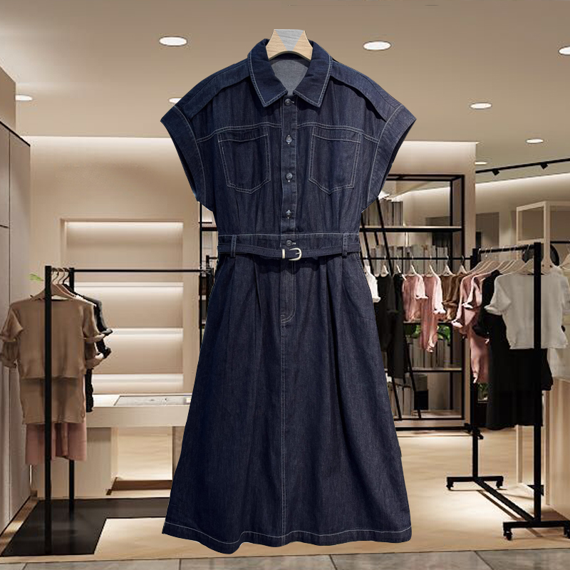 高端买手店女装2025夏秋新款时尚气质高级感牛仔连衣裙女设计感
