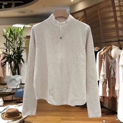 2025秋冬欧货高端新款韩版立领拉链针织开衫女毛衣外套上衣潮6369