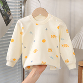 无骨款 宝宝纯棉上衣圆领秋衣打底衫 婴儿套头秋衣儿童睡衣春秋A类