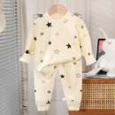睡衣睡裤 上衣打底衫 儿童无痕家居服春秋 秋衣秋裤 无骨纯棉圆领套装