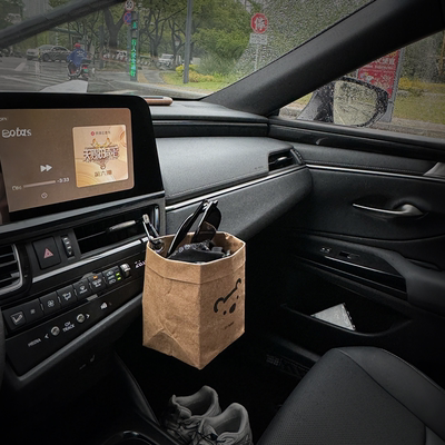 车载垃圾桶可水洗牛皮纸车载置物袋挂式收纳袋汽车出风口垃圾袋