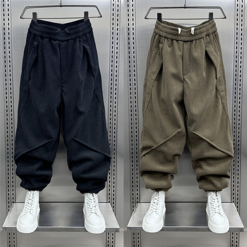 潮牌痞帅灯芯绒休闲裤男士2024