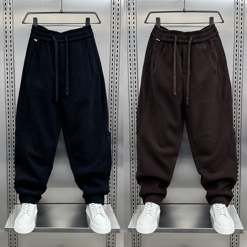 秋冬2024新款灯芯绒休闲卫裤男士潮流百搭条绒宽松痞帅加绒哈伦裤,男装,休闲裤,淘宝优惠券,粉丝福利购,淘宝优惠卷