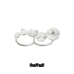 fluffulf·浮游褶光系列·晨露荷叶双指戒
