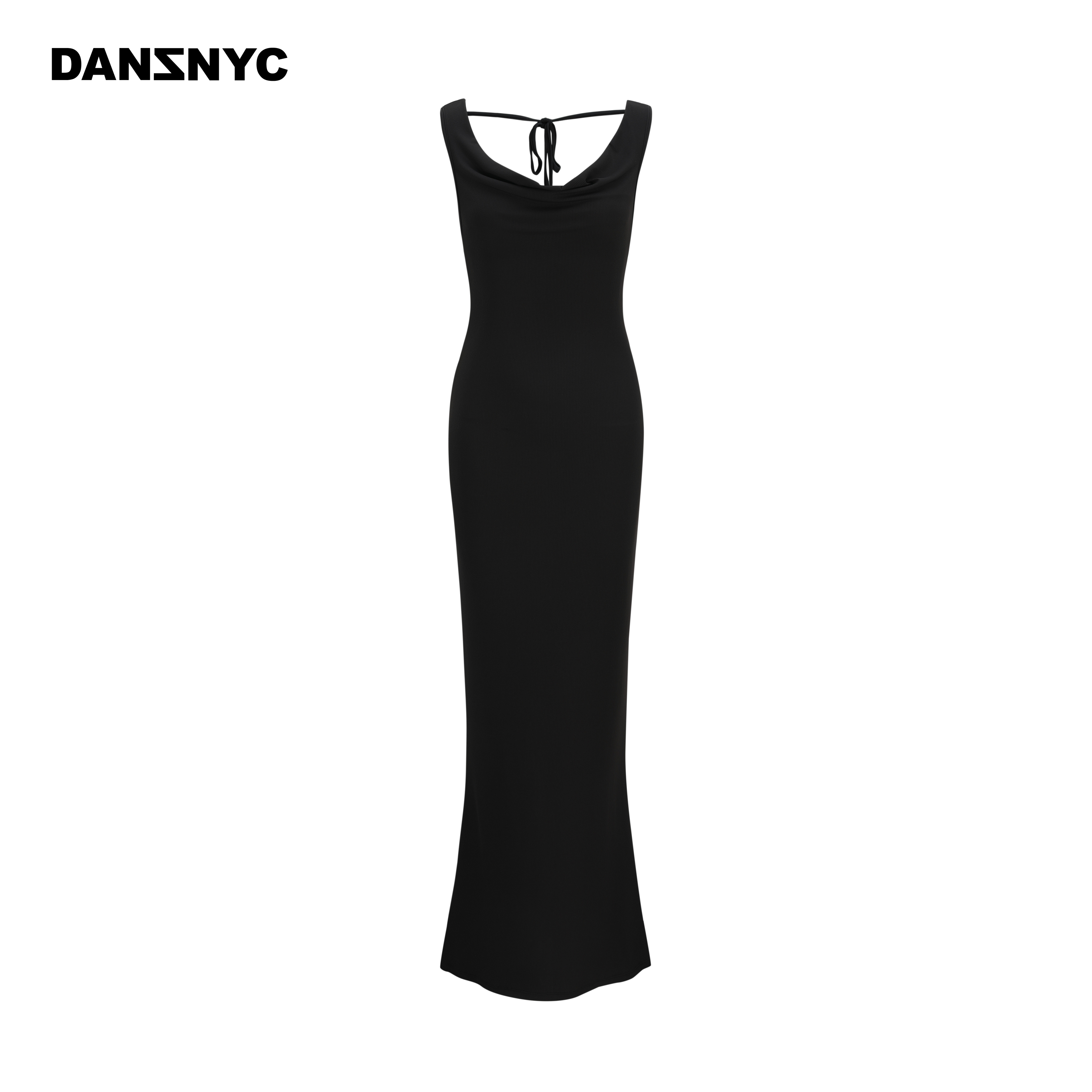 DANZ 春夏远红外科技吊带系带荡领连衣裙女修身鱼尾长裙柔软舒适