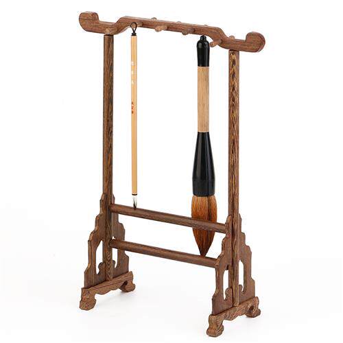 红木笔架毛笔挂书法展示架收纳 实木质毛笔笔架支架架托 鸡翅木挂