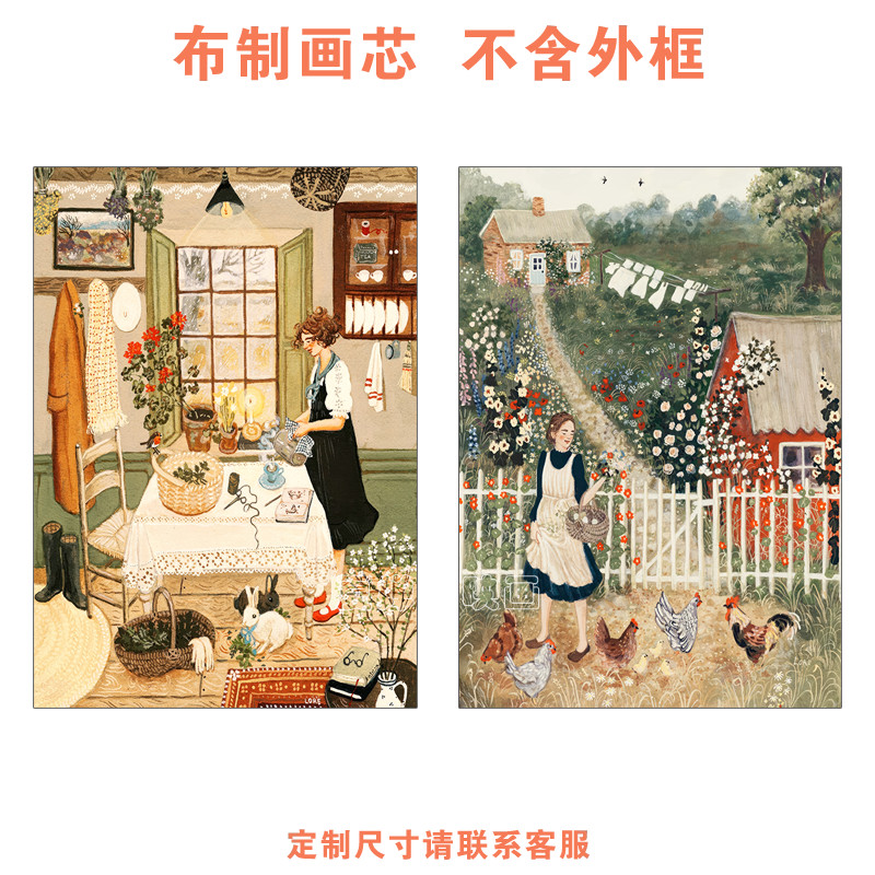 Lore Pemberton复刻艺术版画治愈复古客厅装饰画背胶自粘油画画芯