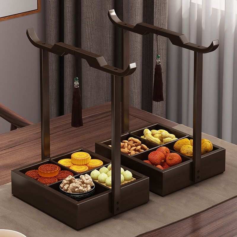 复古风果盘客厅茶几家用零食盒商用新中式围炉煮茶过年结婚分格盘,收纳整理,桌面收纳盒,淘宝优惠券,粉丝福利购,淘宝优惠卷