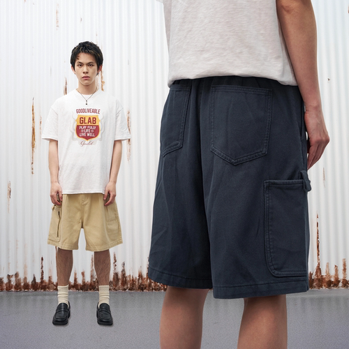 GOODLIVABLE重磅斜纹布短裤男