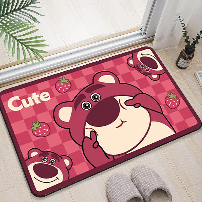 可爱脸蛋草莓熊淋浴房脚垫卫生间门口防滑地垫厕所门垫,居家布艺,入户地垫,淘宝优惠券,粉丝福利购,淘宝优惠卷