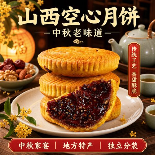 空心果仁红糖手工夹心中秋月饼