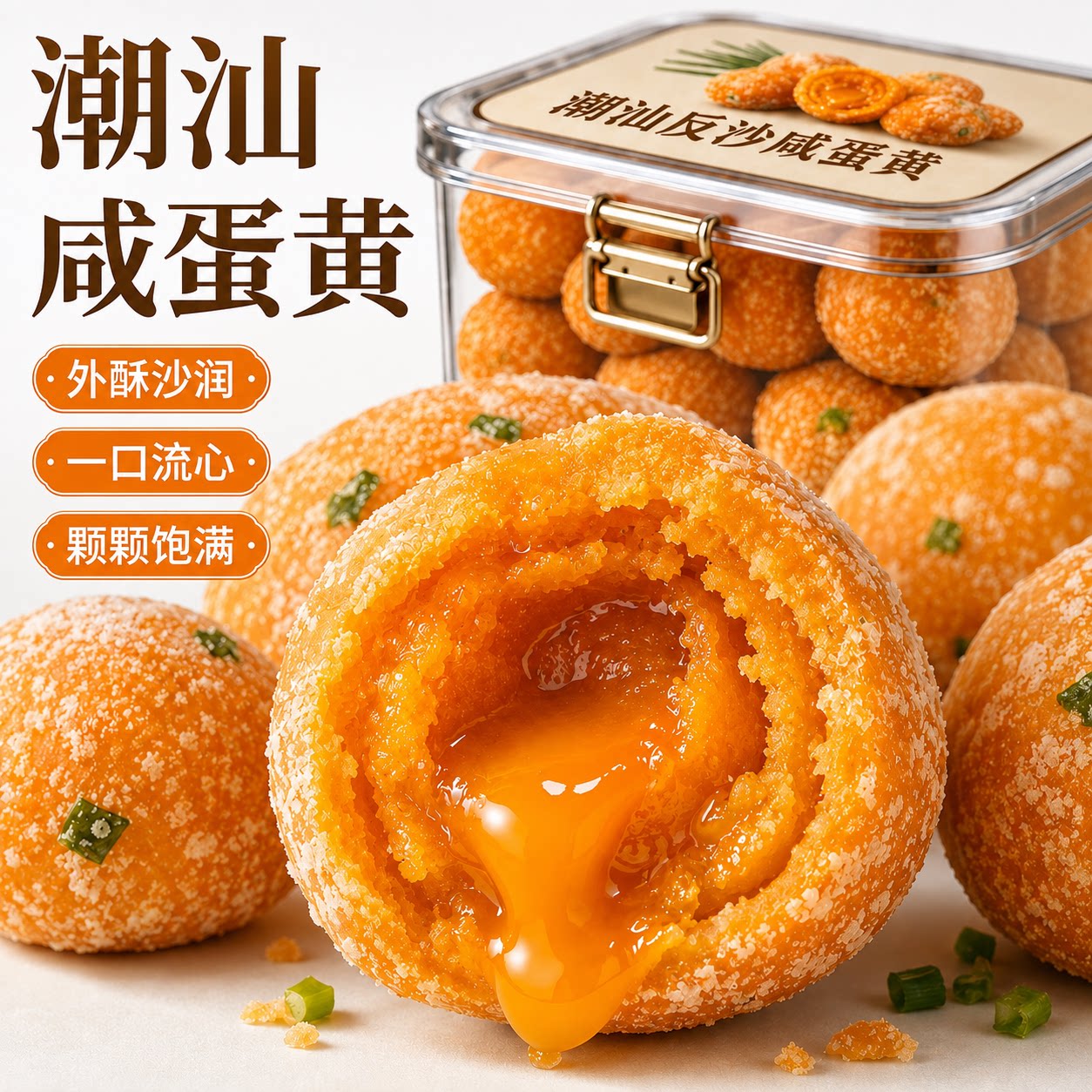 潮汕特产咸蛋黄反沙蛋黄酥各地广东汕头特色小吃独立包装传统糕点