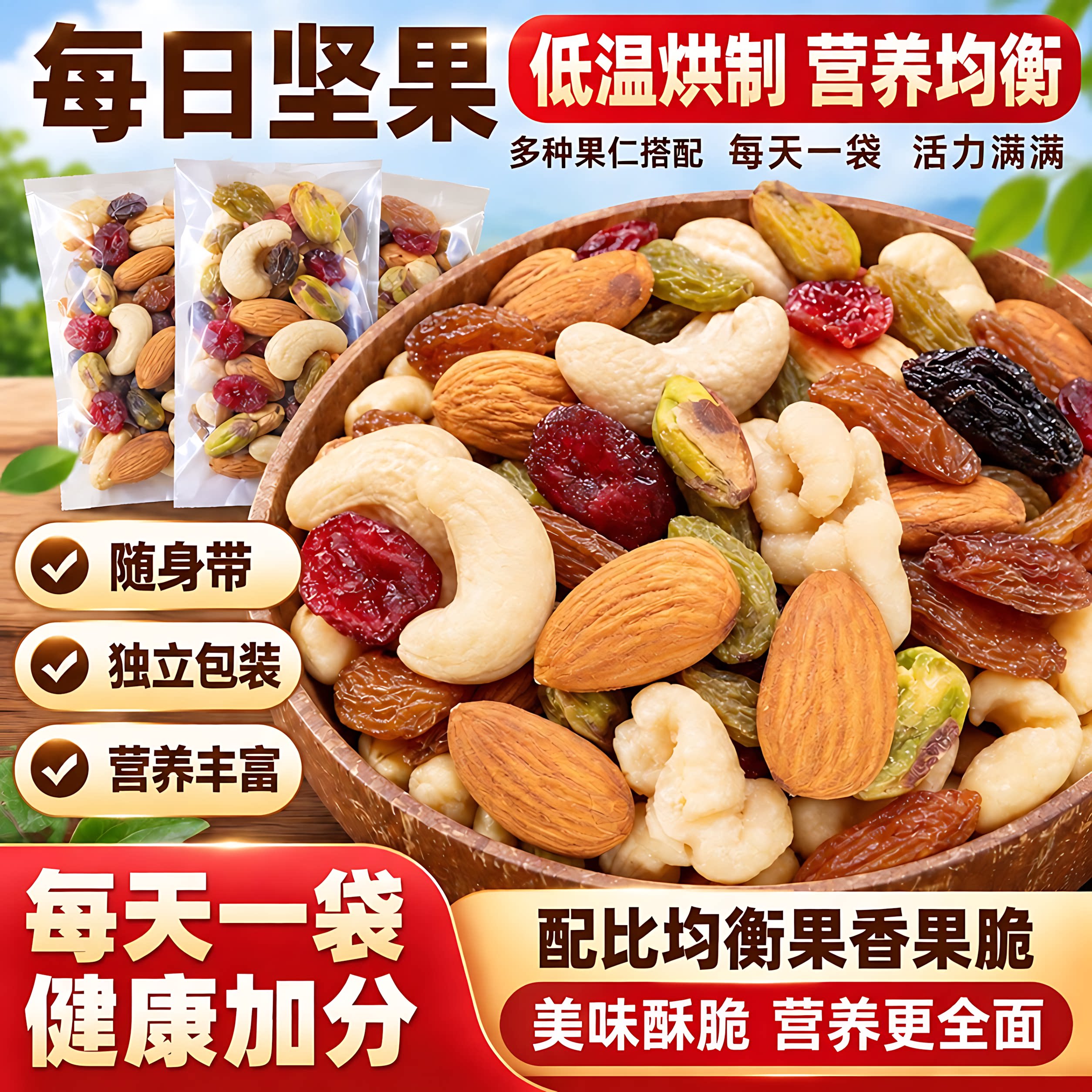 每日坚果混合坚果干仁休闲健康零食品独立包装营养早餐官方旗舰店