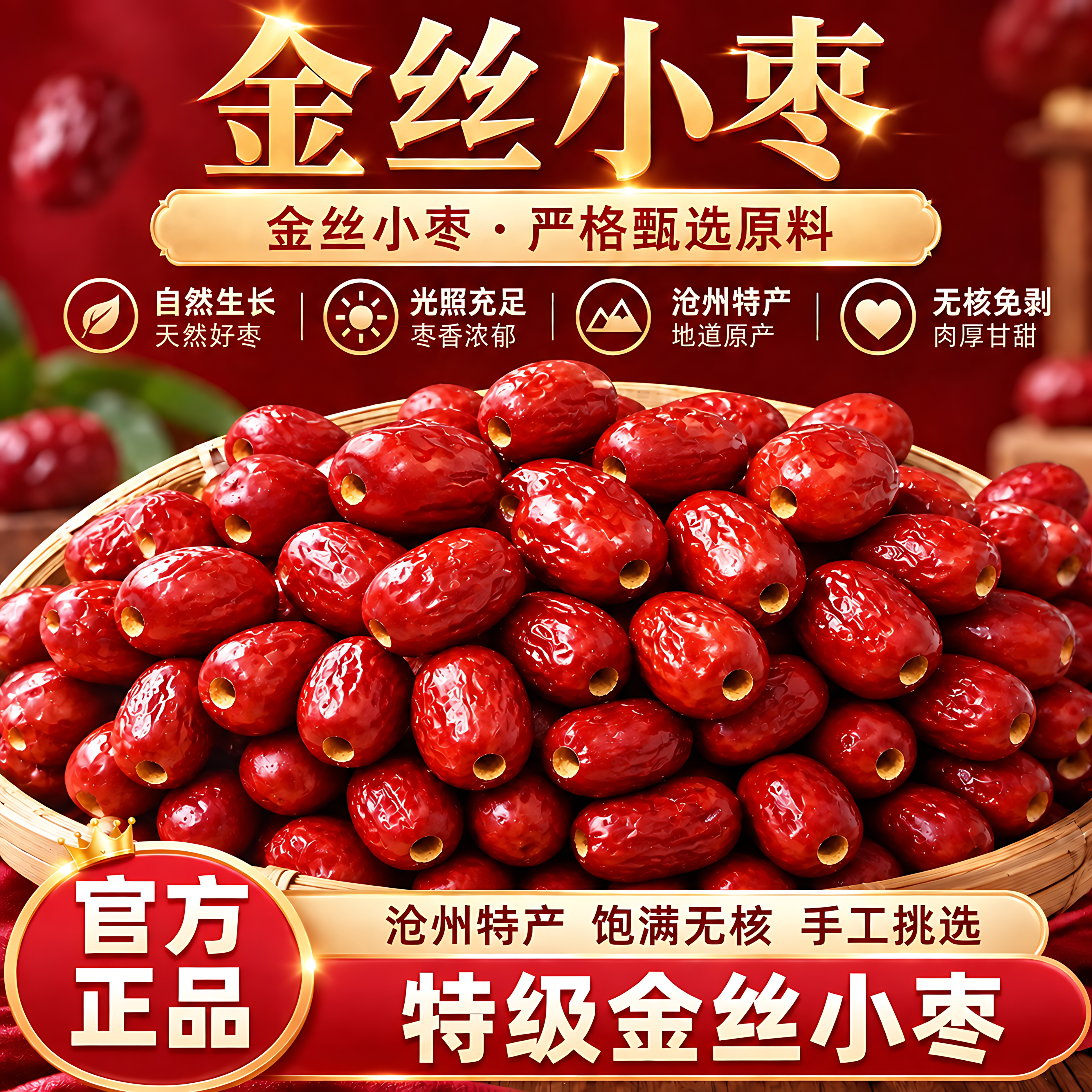红枣沧州金丝小枣无核农家自产红枣包粽子小红枣煲汤煮粥休闲零食
