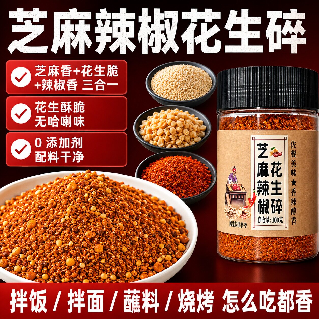 花生碎芝麻辣椒烧烤蘸料图片