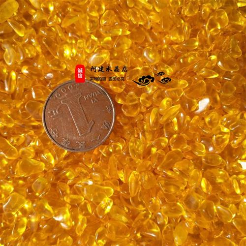 黄水晶碎石优化加色水晶摆件宝盆装饰饰品散珠花盆装饰装潢石包邮