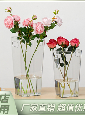 亚克力透明醒花桶花店专用养花桶家用鲜花大号法式塑料装深水花瓶