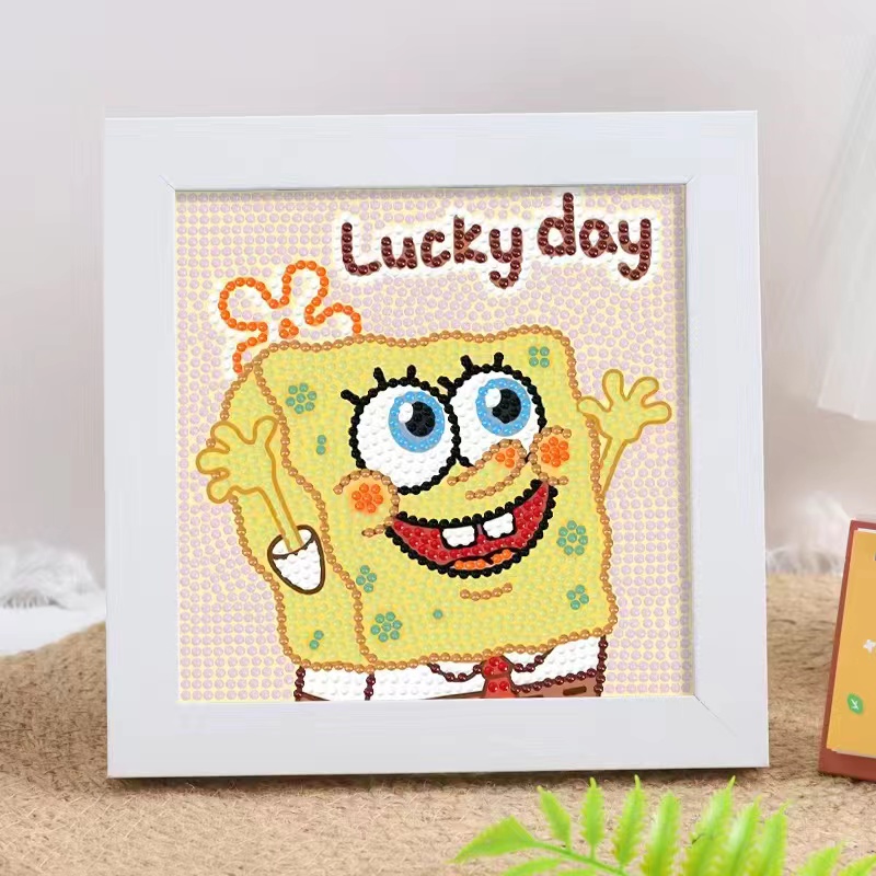 钻石画海绵宝宝四合一带框点钻画