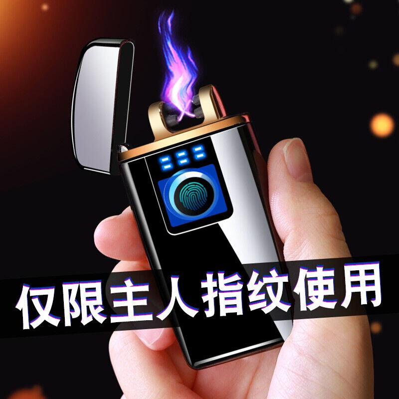 仕保罗（SiBoLo）真指纹防风打火机充电送男士生日礼物高档老公结