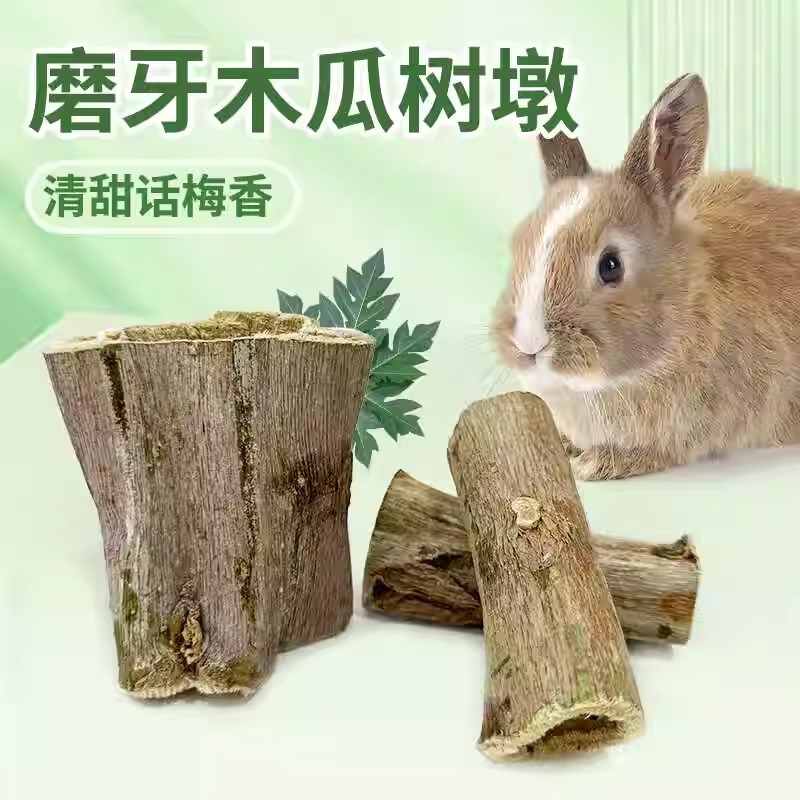 兔子解闷玩具磨牙木瓜墩龙猫豚鼠磨牙棒话梅香气零食烘干木瓜墩