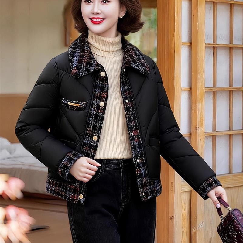 中年妈妈冬装棉袄气质小香风羽绒棉服中老年女装秋冬外套短款棉衣