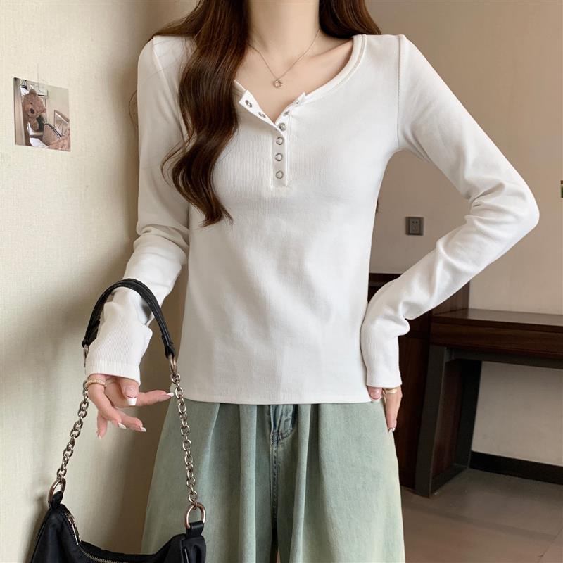 实拍260G2*2螺纹打底衫女2025秋季新款长袖t恤圆领薄款短款上衣