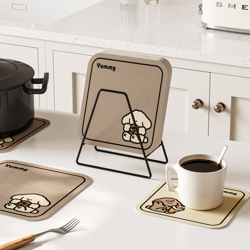 线条小狗可爱速干吸水防滑杯垫桌面咖啡杯茶水垫办公室家用隔餐垫,居家布艺,餐垫,淘宝优惠券,粉丝福利购,淘宝优惠卷