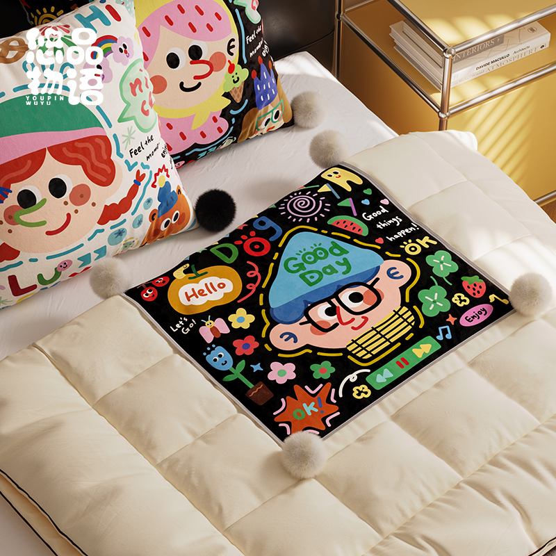 卡通趣味家用客厅沙发抱枕抱枕被二合一午睡午休办公室车载折叠被