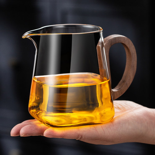 玻璃公道杯木把柄泡茶壶