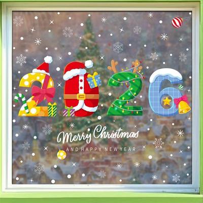 Static Cling Window Decals, Christmas Candy Cane Bell Decor