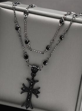 Cross necklace for men women十字架双层项炼时尚嘻哈男女饰品