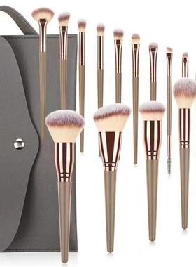 15pcs Champagne Gold Eyeshadow Blush Soft Makeup Brush Set